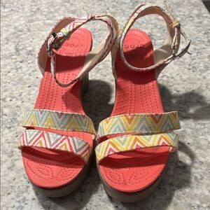 Crocs Ankle Strap Wedges, Sz 10
